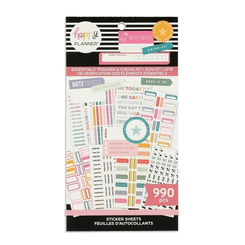 Happy Planner Essentials Tracker &‎ Checklist Sticker Book 990 Pcs Assorted